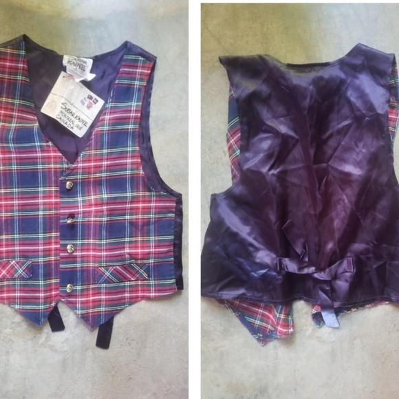 Vintage 90s Plaid Vest Skirt Set xs s - Picture 7 of 8